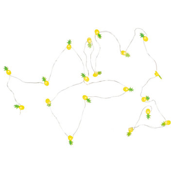 10-Count LED Yellow and Green Pineapple Fairy Lights, Warm White