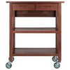 Winsome Jonathan Transitional Solid Wood Kitchen Cart in Walnut