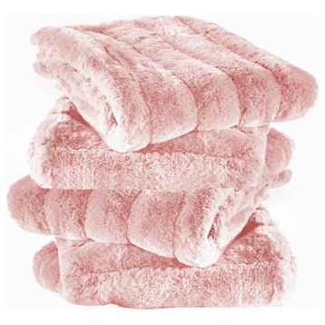 Super Mink Throw Pillow Covers, Set of 4, Soft Pink, 20''x20''
