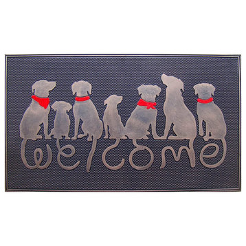 A1HC Designer "Welcome" Rubber Doormat, Dog Tail Welcome