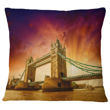 Tower Bridge in Its Magnificence Cityscape Photo Throw Pillow, 16"x16"