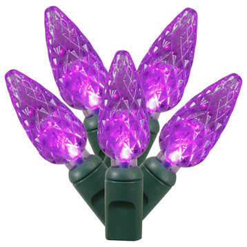 Vickerman X6G8506 Purple C6 Led Light On Green Wire, Christmas Light Strand