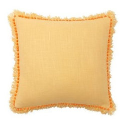 Pottery Barn - Bauble Fringe Pillow Cover, 18", Yellow/Orange - Decorative Pillows