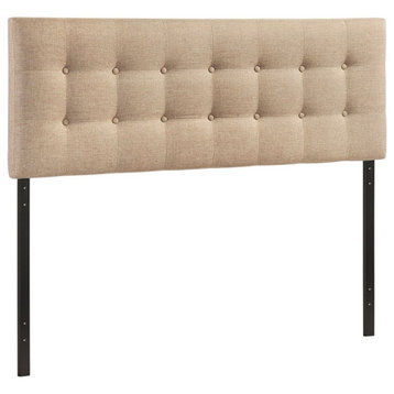 Modway Emily Full Upholstered Polyester Fabric Headboard in Beige