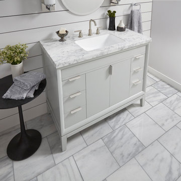 Frosty Bathroom Vanity | High Pressure Laminate in Marmo Bianco & Frosty White