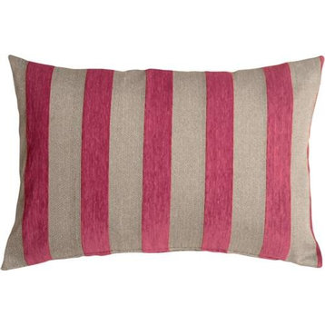 Pillow Decor - Brackendale Stripes Pink Rectangular Throw Pillow