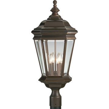 Progress Lighting 4-Light Post Lantern With Clear BeveLED Glass Pan