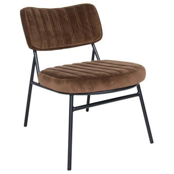 Marilane Velvet Accent Chair, Metal Frame, Coffee Brown