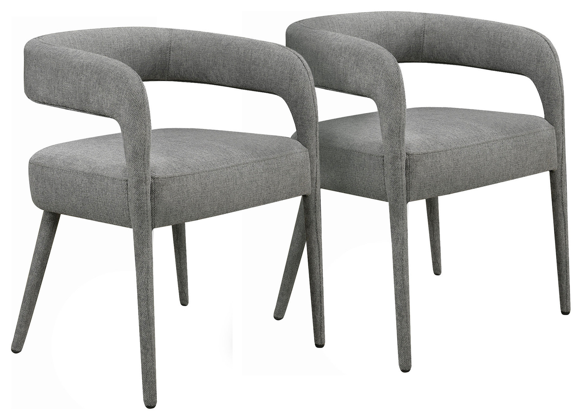 Jenna 48" Round Dining Set with 4 Galway Chairs in Modern Gray Linen ...