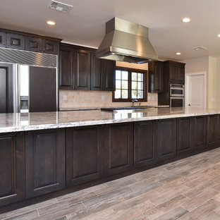 75 Beautiful Vinyl Floor Kitchen With Dark Wood Cabinets Pictures ...