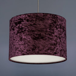 Aubergine Crushed Velvet Effect Drum Lampshade - Lampshades