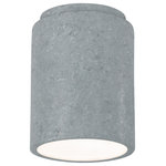 Justice Design - Radiance Cylinder Outdoor Flush-Mount, Concrete, E26 - Our ceramic collection features hand-cast, hand-textured, and hand-finished ceramic fixtures which can create a mood, complement a theme, or simply add the perfect accent. Domestically manufactured, handcrafted ceramic. Made in the USA.