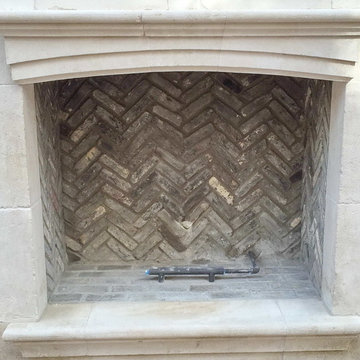 Close up of the Firebox with reclaimed Black Firebricks from France
