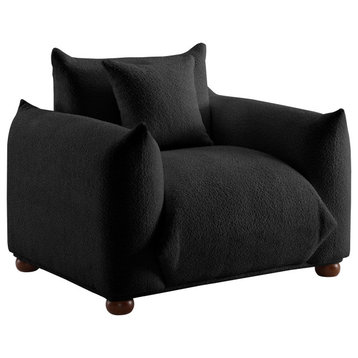 40" Wide Elf Boucle Upholstered Accent Chair/Single Sofa, Black