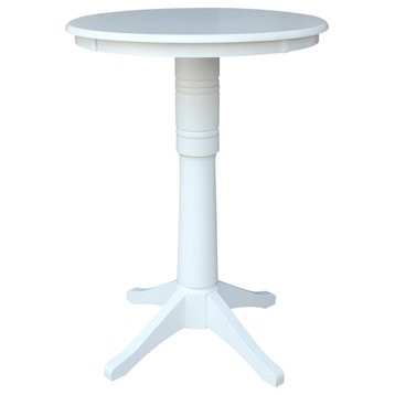 30" Round Top Pedestal Table, White