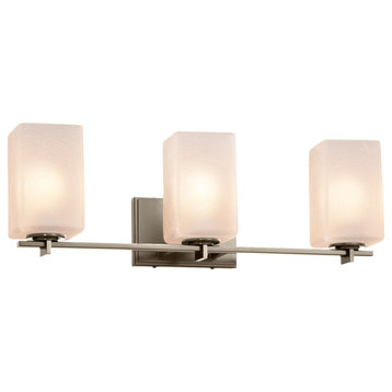 Fusion, Era 3-Light Bath Bar, Square, Frosted Crackle, Brushed Nickel