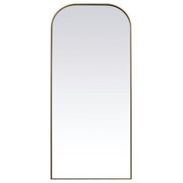 Metal Frame Arch Full Length Mirror 32X76 Inch, Brass