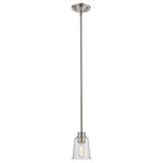Z-Lite - Z-Lite 464MP-BN Bohin 1 Light Mini Pendant in Brushed Nickel - A stylized space counts on chic, design-forward accents, and this brushed nickel steel pendant light offers a fresh dose of beauty. With a romantic clear seedy glass shade and a steel frame, its extended drop adds both drama and energy to a contemporary or transitional living area.