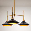 LNC Pheme 3-Light Matte Black and Polished Gold Linear Modern Indoor Chandelier