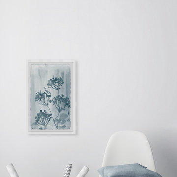 "Midnight Blue Blooms" Framed Painting Print