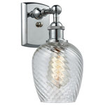 Innovations Lighting - Salina 1-Light LED Sconce, 5", Polished Chrome, Glass: Clear Spiral Fluted - A truly dynamic fixture, the Ballston fits seamlessly amidst most decor styles. Its sleek design and vast offering of finishes and shade options makes the Ballston an easy choice for all homes.