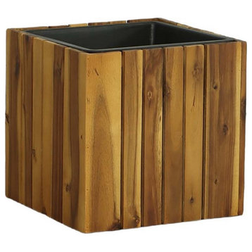 Groot Acacia Wood Square Planter for Gardening in Natural Brown