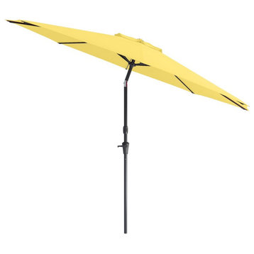 CorLiving 700 Series Yellow Fabric 10ft Tilting Wind-Protected Patio Umbrella
