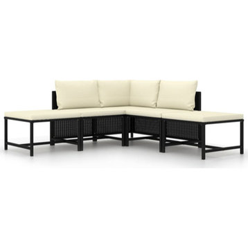 vidaXL Patio Sofa Set 5 Piece Furniture Set for Garden Solid Teak Wood PE Rattan