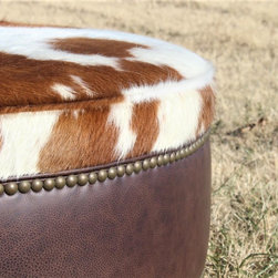 Cowhide & Leather Ottoman - Footstools And Ottomans