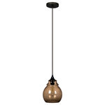 Casamotion - Hammered Glass Pendant Light, Brown Shade, Finish: Matte Black, 10" - Adjustable hard wire cord. ETL listed. Bulb NOT included. Easy-to-install.