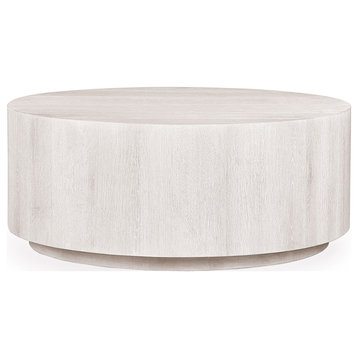 Layne 42" Round Coffee Table With Casters by Kosas Home, White Wash