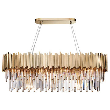 Gio Gold Plated Kitchen Island Lighting Fixture, Length 47"