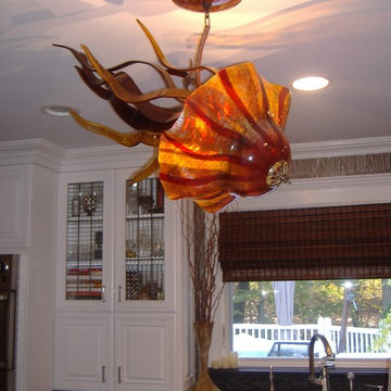 Blown glass Chandelier Jellyfish Light Installation
