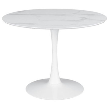 40" Round Dining Table, White Finish