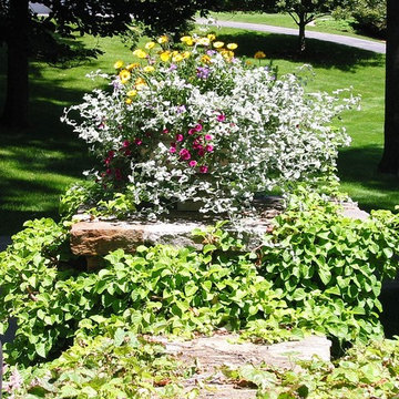 Front Entry Way Porch Garden Beds and Driveway