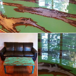 Turquoise/Brown/bare metal Coffee Table - Coffee Tables
