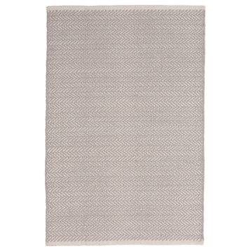 Herringbone Dove Grey Woven Cotton Rug, Runner-2.5'x8'