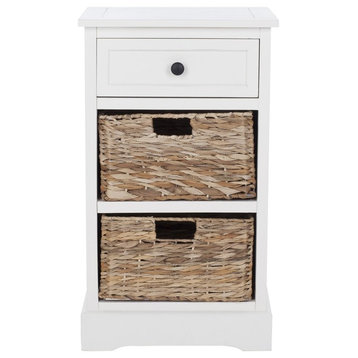 Carrie Side Storage Side Table - Distressed Cream