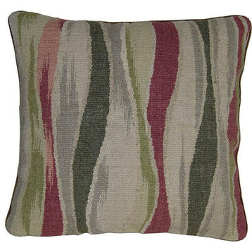 Throw Pillow Aubusson Undulating Stripes 20x20 Taupe Pink Beige