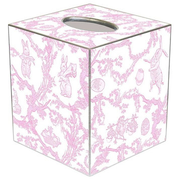 TB1759- Pink Bunny Toile Tissue Box Cover