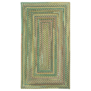 Sherwood Forest Concentric Braided Rectangle Rug, Pine Wood, 2'3"x9' Runner