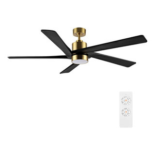 64-inch LED Brushed Nickel Ceiling Fan with Remote and Reversible DC ...