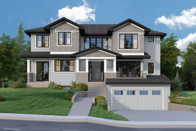Arts and crafts home design photo in Calgary