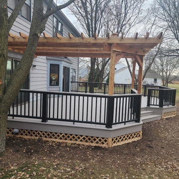 Azek Deck Rough Cedar Pergola & Railing