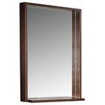 Fresca - Allier Mirror With Shelf, Wenge Brown, 22" - Add style and function to your bathroom. This attractive rectangular mirror is sleek and stylish with clean lines and a retro feel. The glass is recessed from the frame which creates a bordered effect on the top and sides. The ledge shelf along the bottom of this lovely mirror offers an optional spot to hold a soap dispenser, decorative accent or any essentials that you'd like to keep close at hand. This bathroom mirror with shelf has a solid construction and a rich Wenge Brown finish. It measures 22" in width and is 31.5" in length - just perfect for taking a quick glance before you head out the door in the morning.