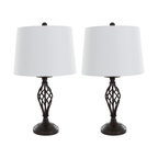 Spiral Cage Design Table Lamps, LED Bulbs Included, Set of 2