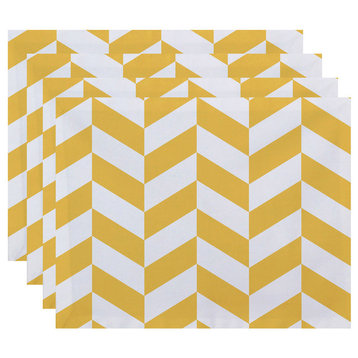 Zigzag Jag Geometric Print Placement, Lemon, Set of 4