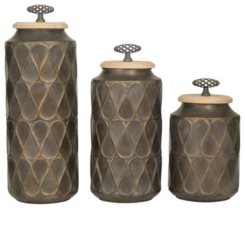 Traditional Bronze Metal Decorative Jars Set 561584