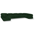 Meridian Furniture - Ames Boucle Fabric U-Shaped Modular Sectional, Green, 7-Piece: 5 Armless Chair, 2 Corner Chair - A - Introduce a touch of modern sophistication to your living area with the exquisite Ames Boucle Fabric Sectional. With plush green boucle fabric and unique design, it will elevate the visual appeal of your living space. This elegant and captivating sectional can be mixed and matched with other pieces from the collection to create an endless array of stunning looks. So, get ready to transform your living area into an inviting and stylish haven with the Ames Boucle Fabric Sectional.
