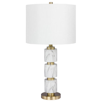 Fangio Lighting 27" Smooth Resin, Metal Table Lamp, White Faux Marble